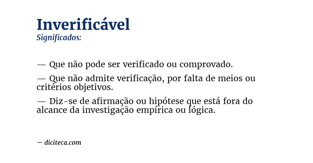 Significado de inverificável