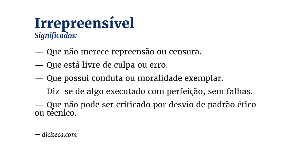Significado de irrepreensível