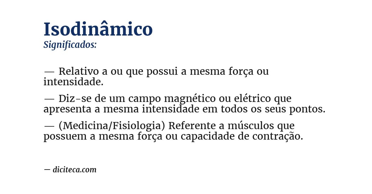 Significado de isodinâmico