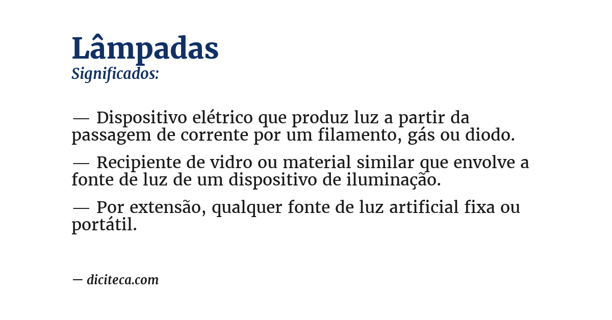 Significado de lâmpadas