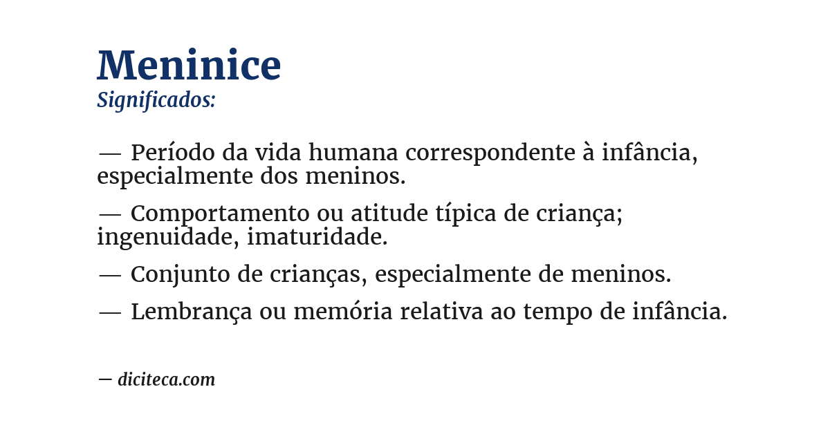 Significado de meninice