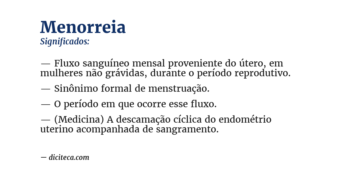Significado de menorreia