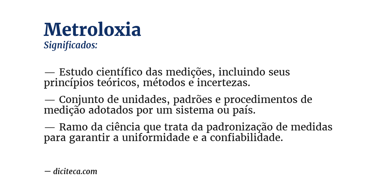 Significado de metroloxia