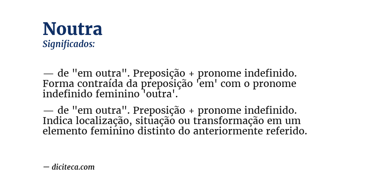 Significado de noutra