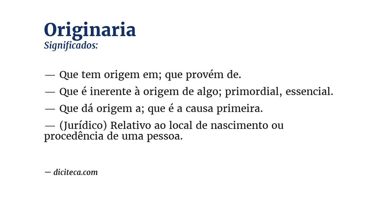 Significado de originaria