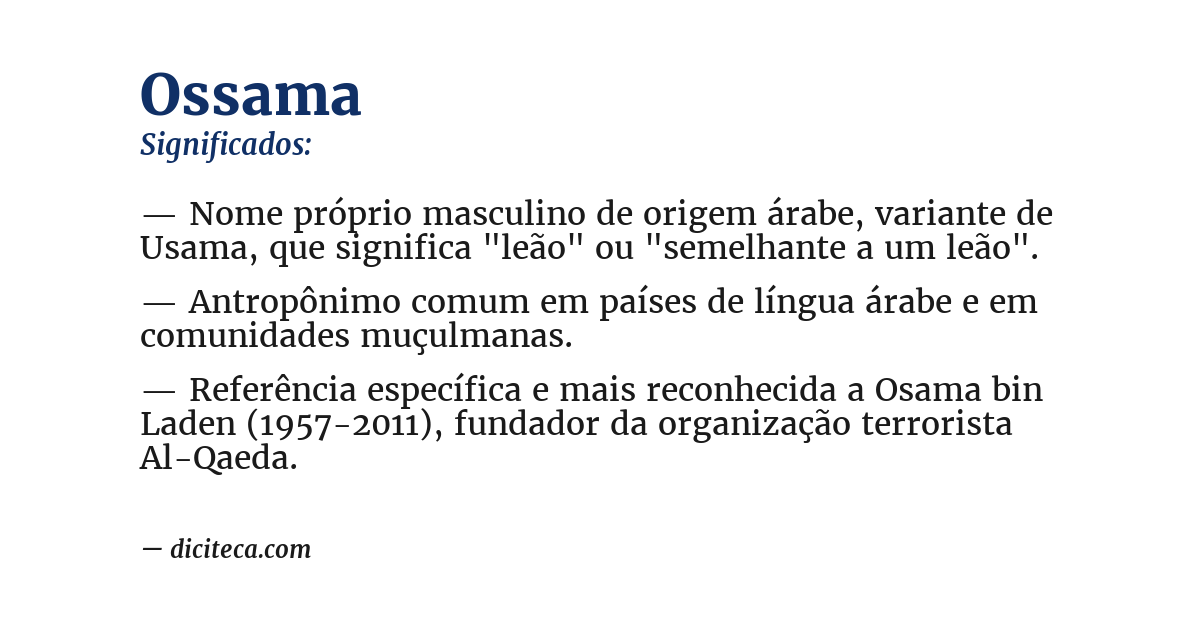 Significado de ossama