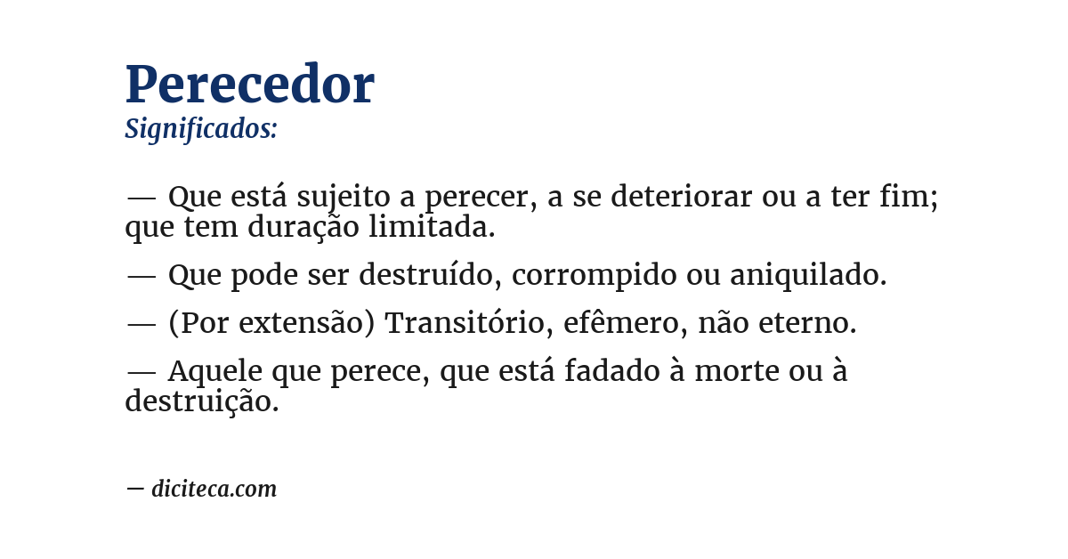 Significado de perecedor