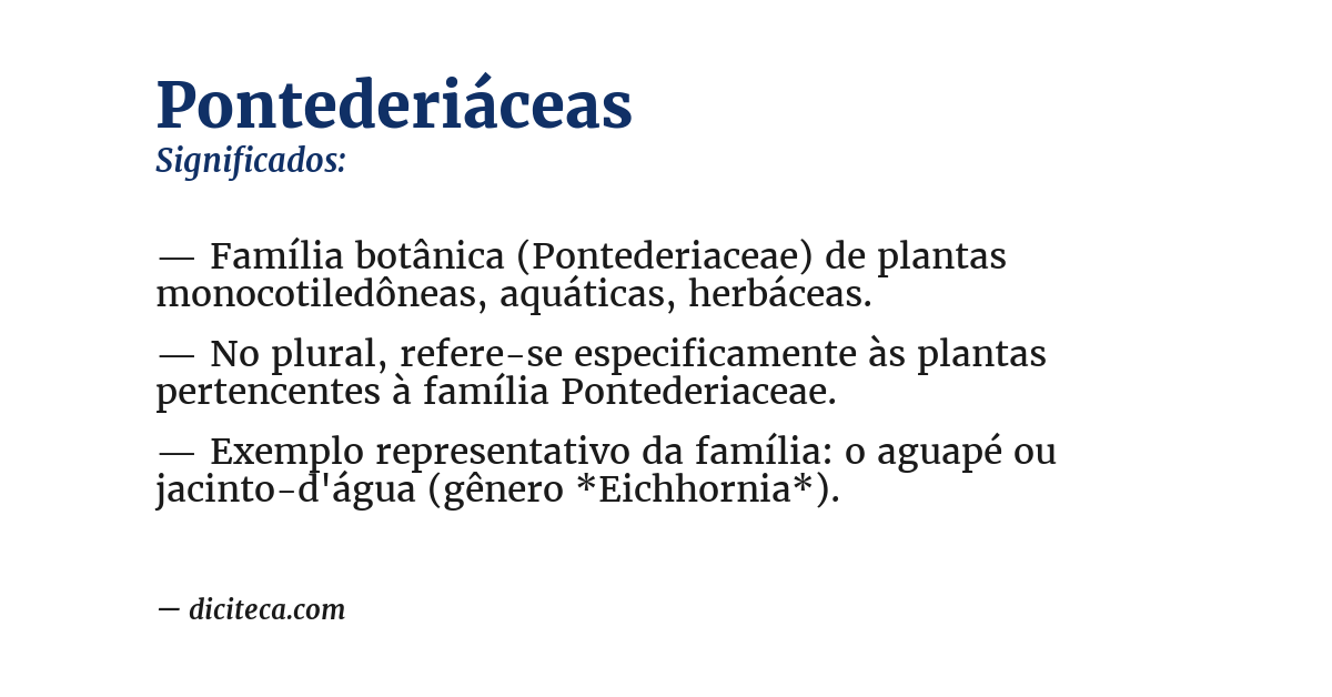 Significado de pontederiáceas