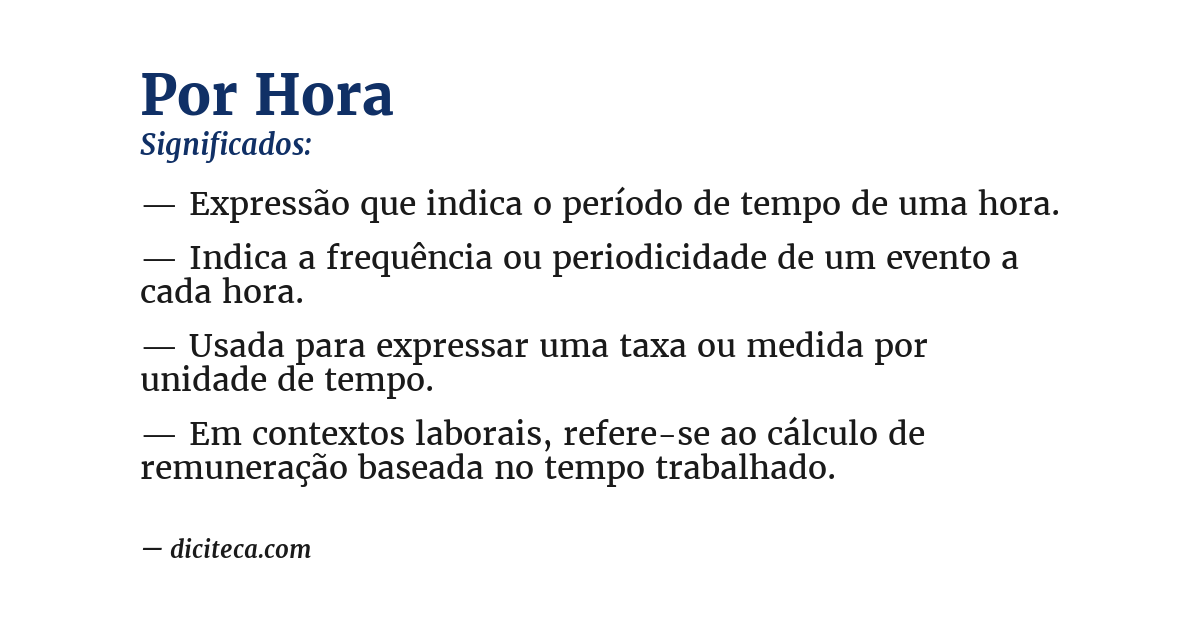 Significado de por hora