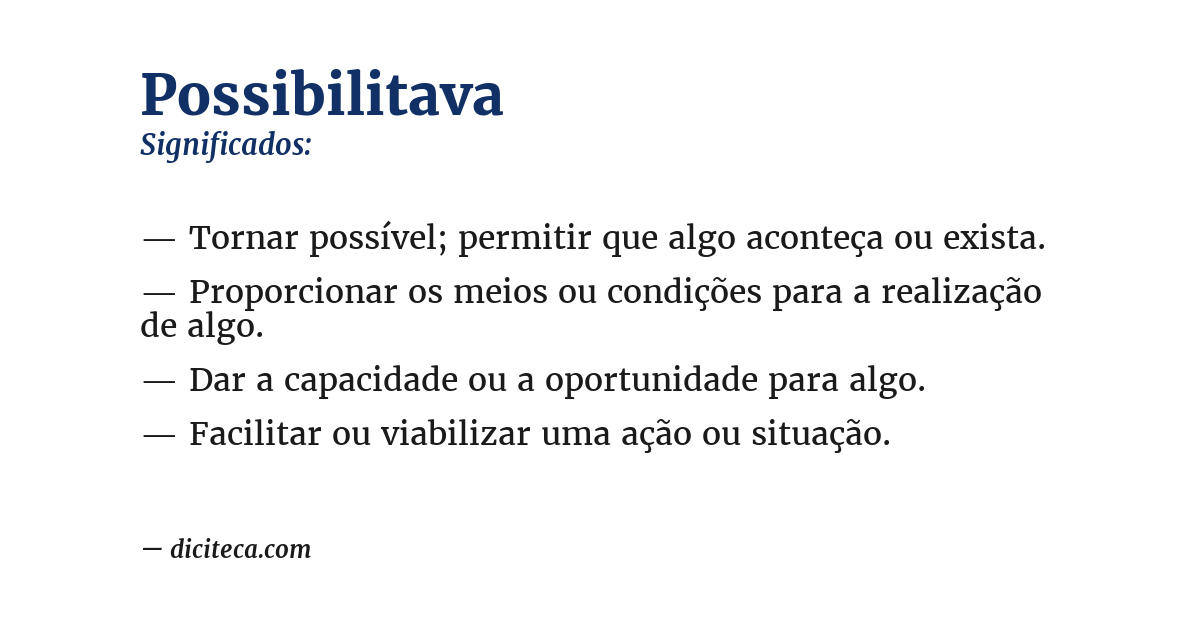 Significado de possibilitava