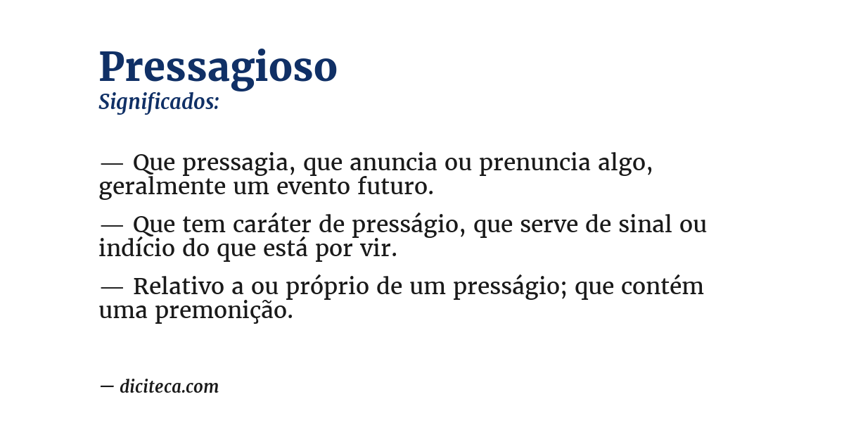 Significado de pressagioso