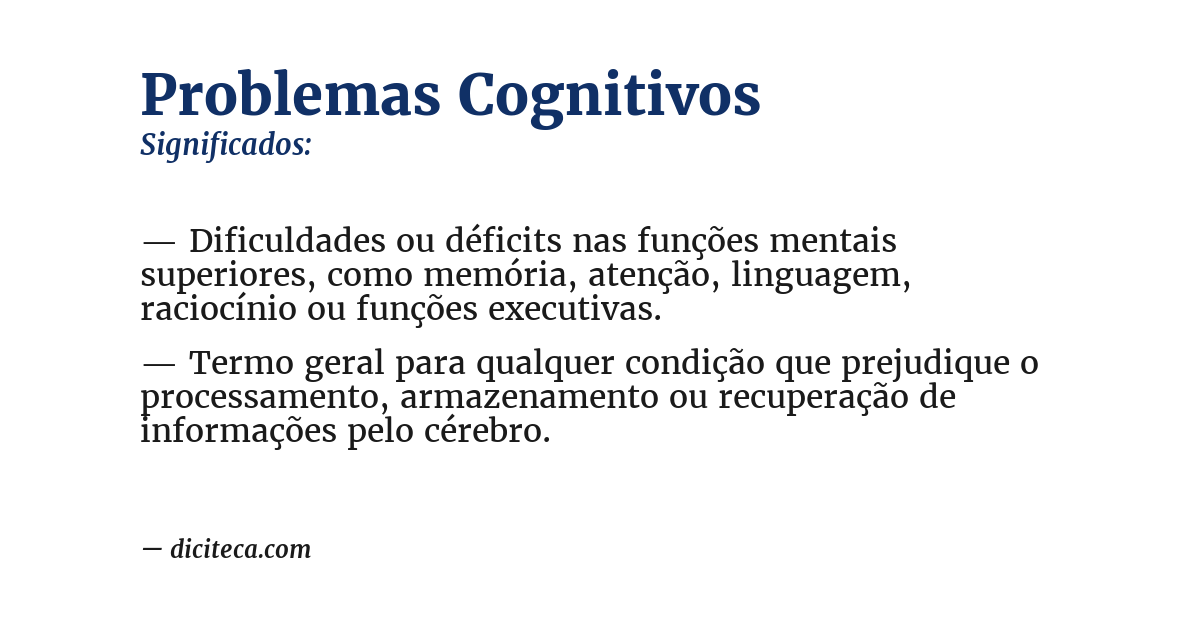 Significado de problemas cognitivos