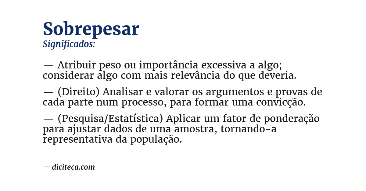 Significado de sobrepesar