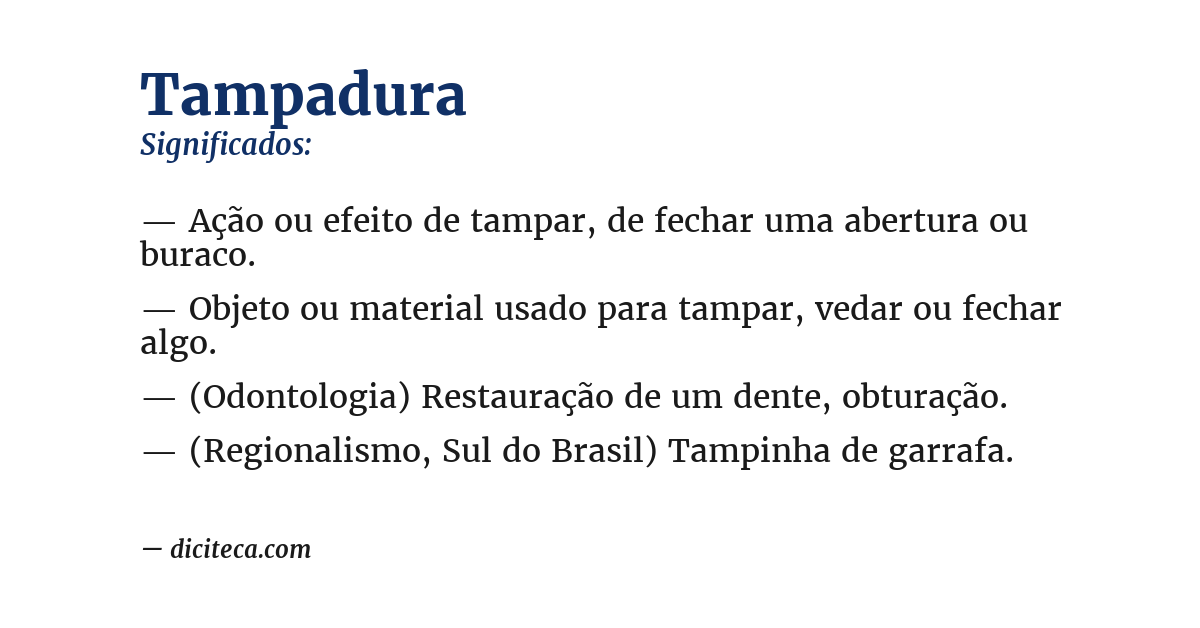 Significado de tampadura