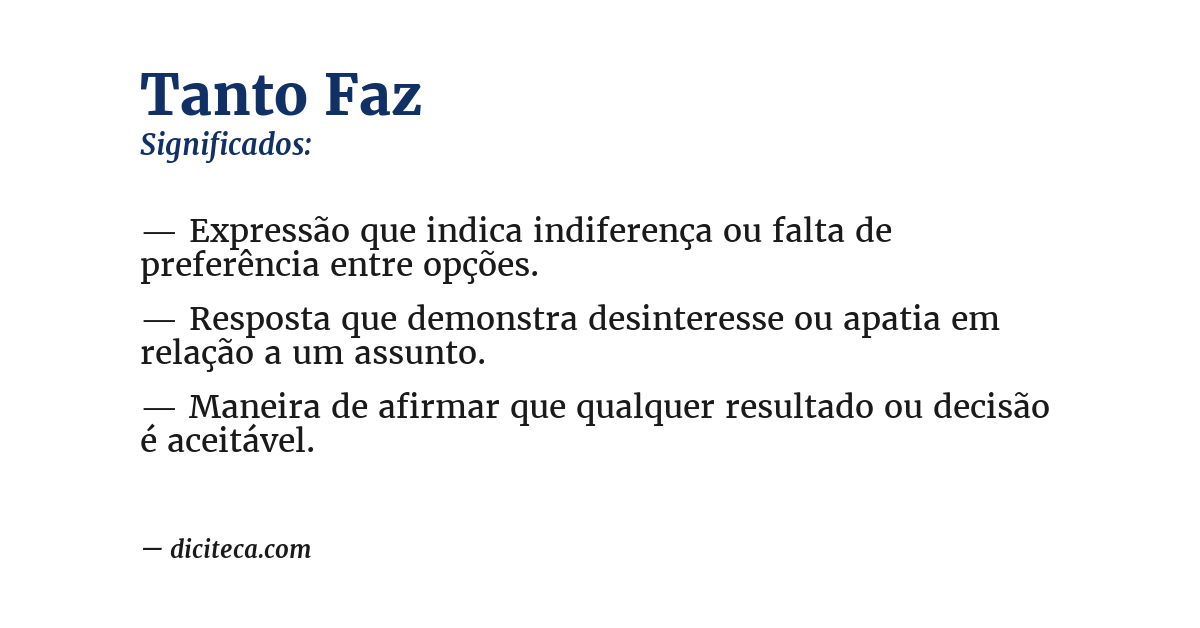 Significado de tanto faz