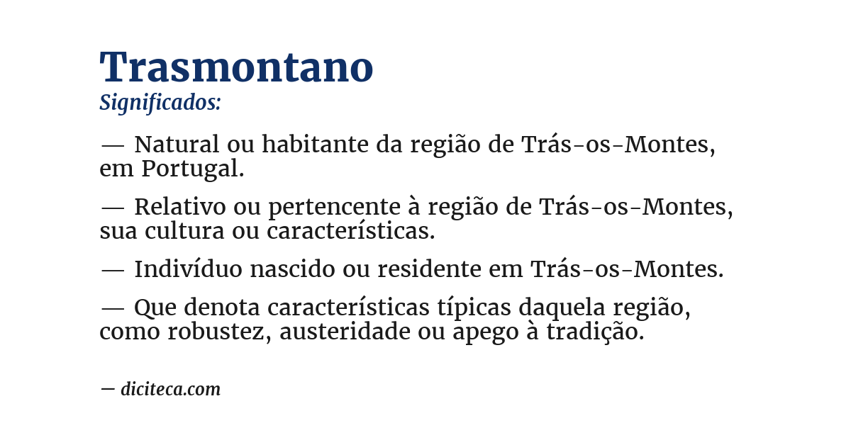 Significado de trasmontano