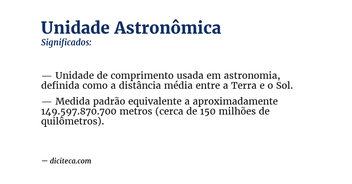 Significado de unidade astronômica