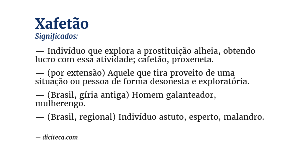 Significado de xafetão
